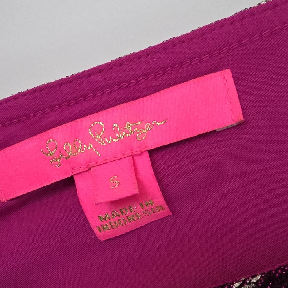 Lilly Pulitzer Purple and Gold Shimmery Long Sleeve Dress - Picture 2 of 6